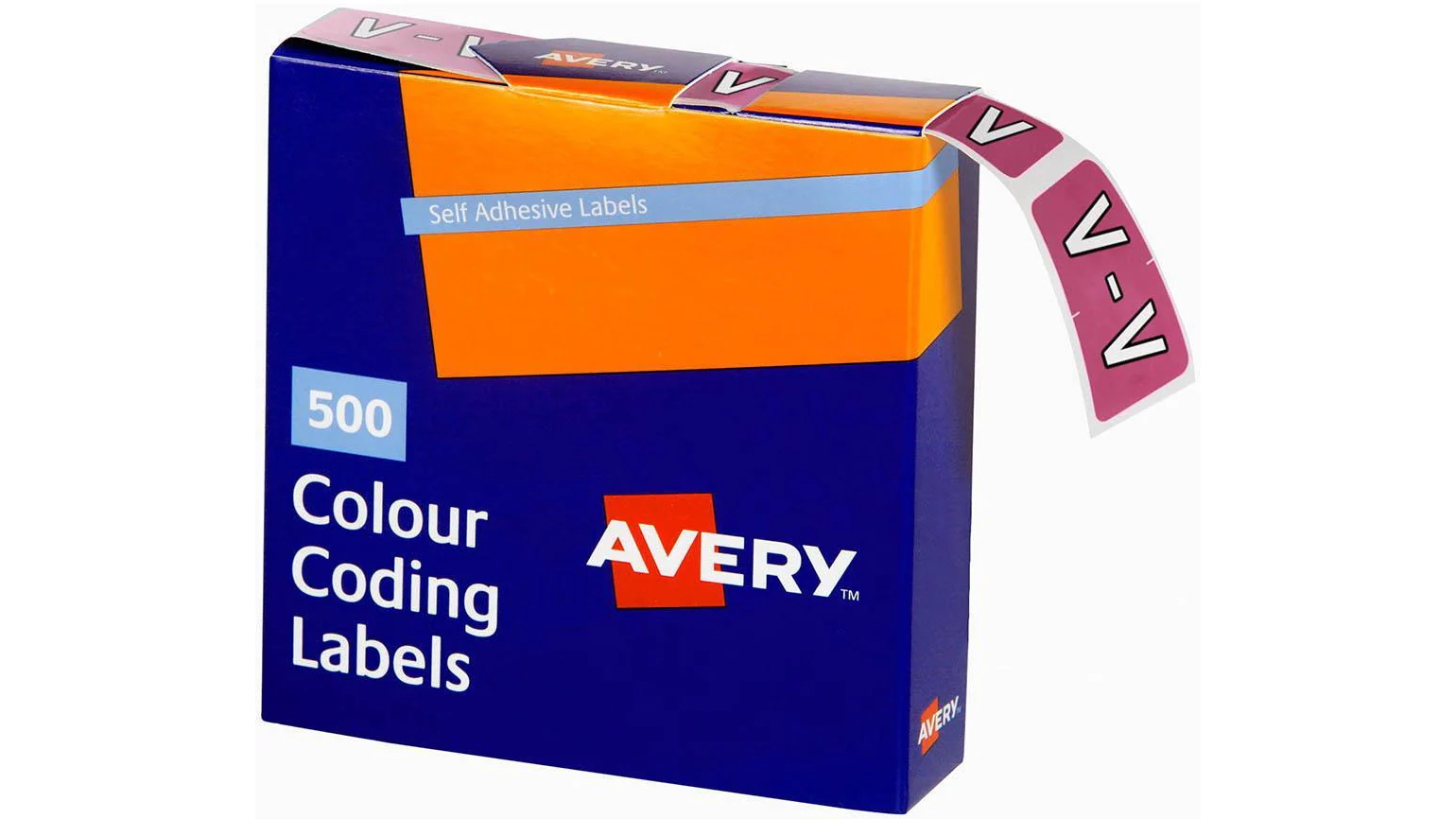 Avery 43222 Pack of 500 2.5 x 3.8cm V Side Tab Colour Coding Label - Mauve