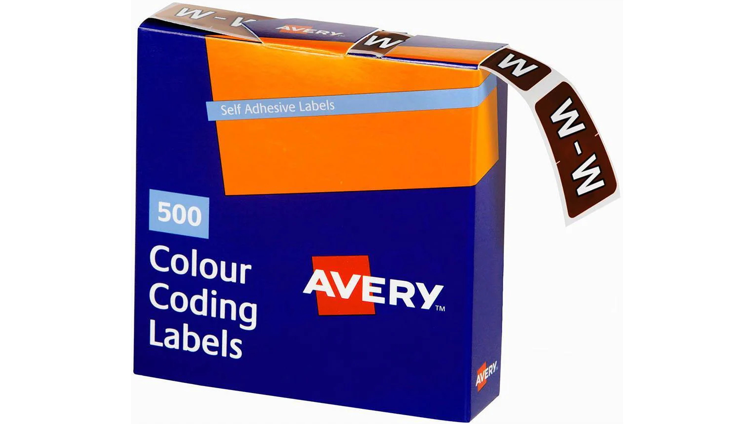Avery 43223 Pack of 500 2.5 x 3.8cm W Side Tab Colour Coding Label - Brown