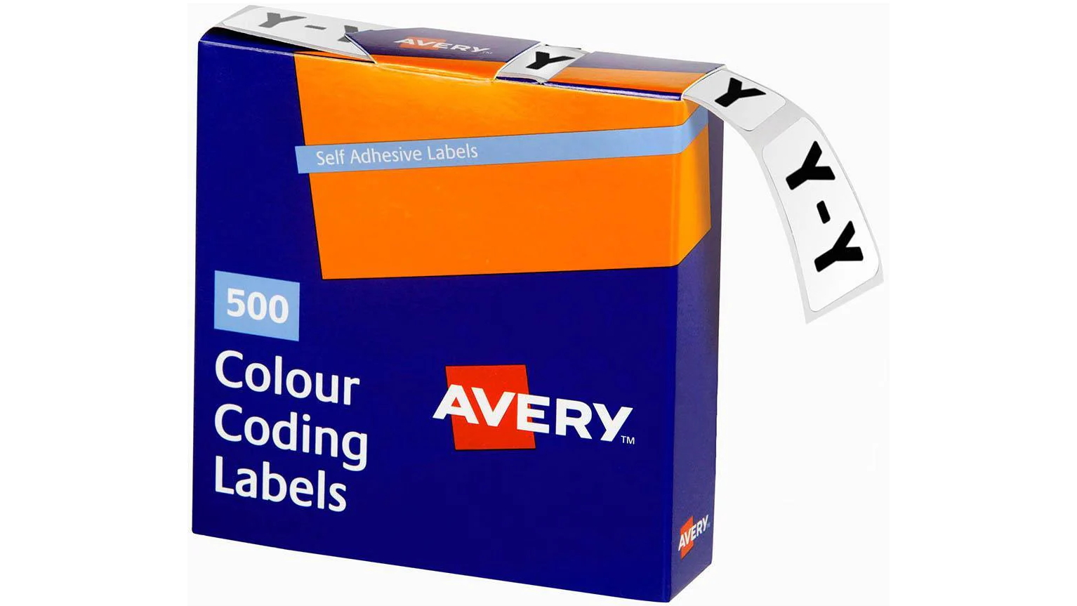 Avery 43225 Pack of 500 2.5 x 3.8cm Y Side Tab Colour Coding Label - White