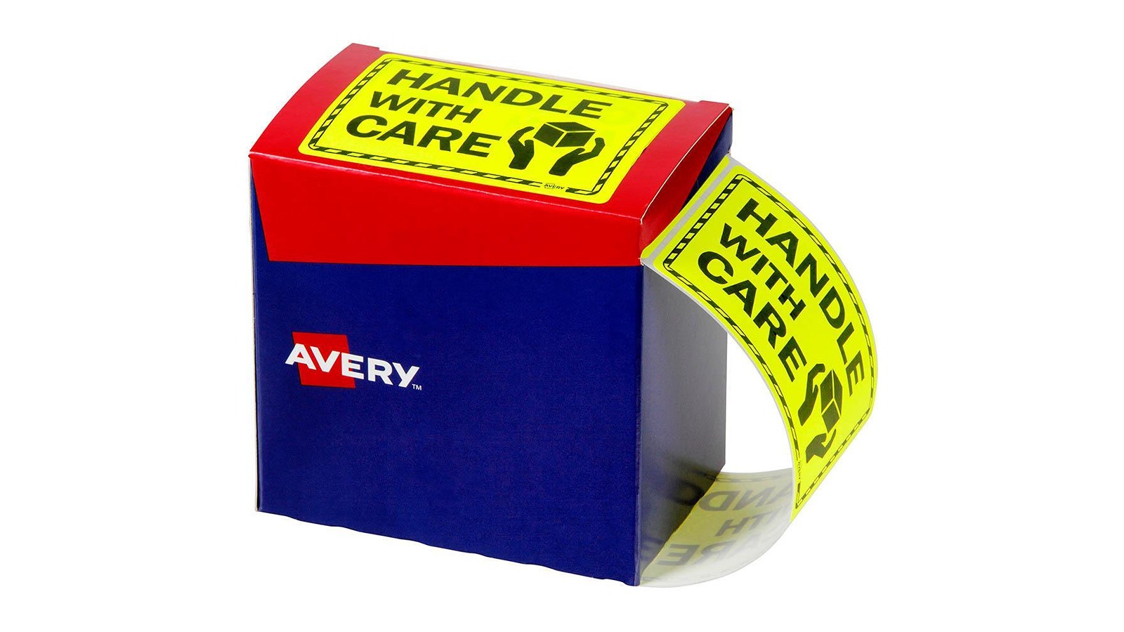 Avery Pack of 750 Fluoro Yellow Handle with Care Message Label