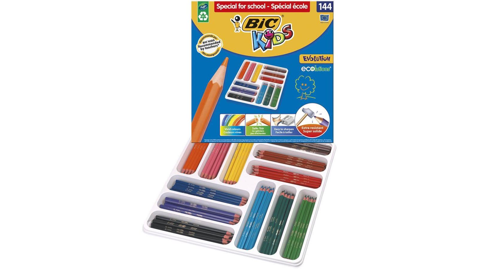 Bic Classpack of 144 Kids Evolution Colouring Pencil - Assorted
