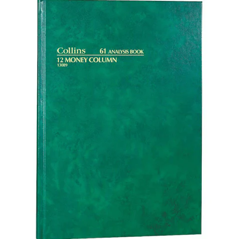 Collins-Debden 61 A4 84 Leaf Page Series 12 Money Column Analysis Book - Green