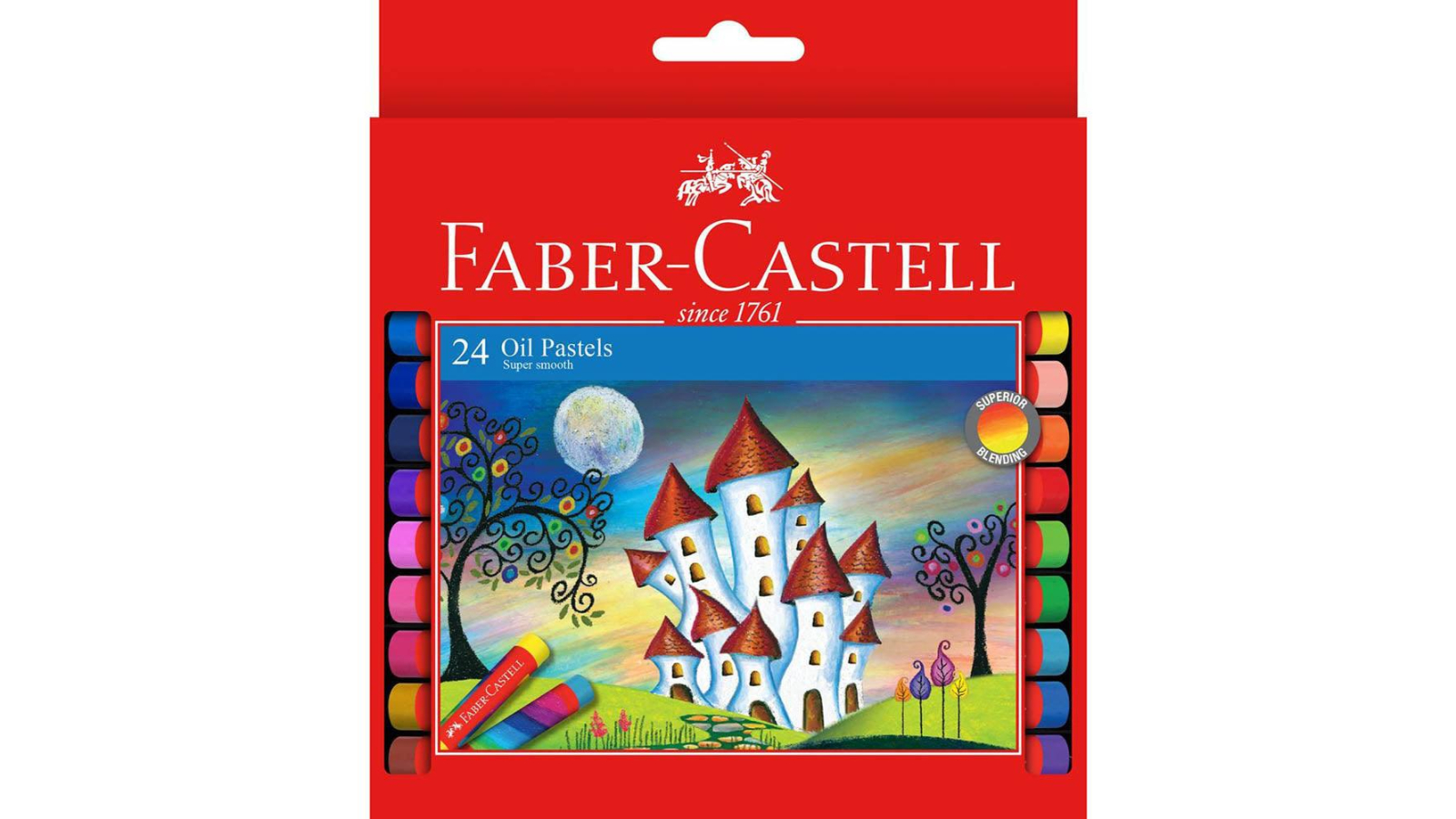 Faber Castell Pack of 24 Assorted Colour Super Smooth Oil Pastel Crayon 