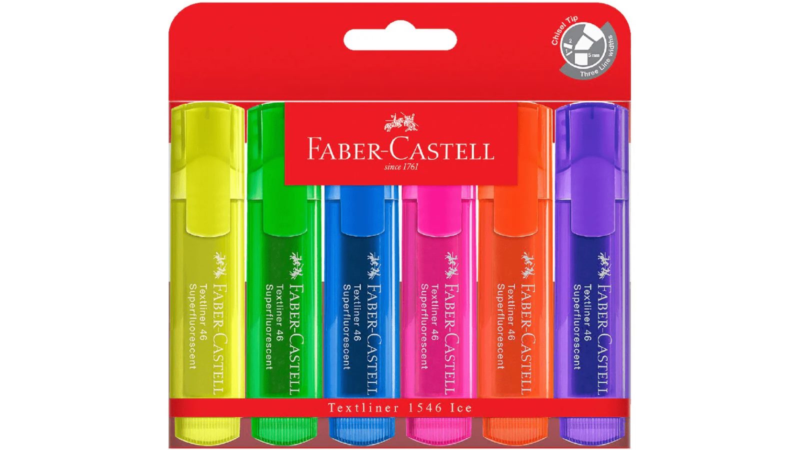 Faber-Castell Pack of 6 Textliner 46 Ice Highlighter SuperFluorescent Colours