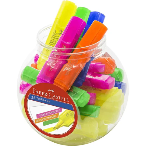 Faber-Castell Textliner Ice Highlighters Chisel Assorted Jar of 25 Colours