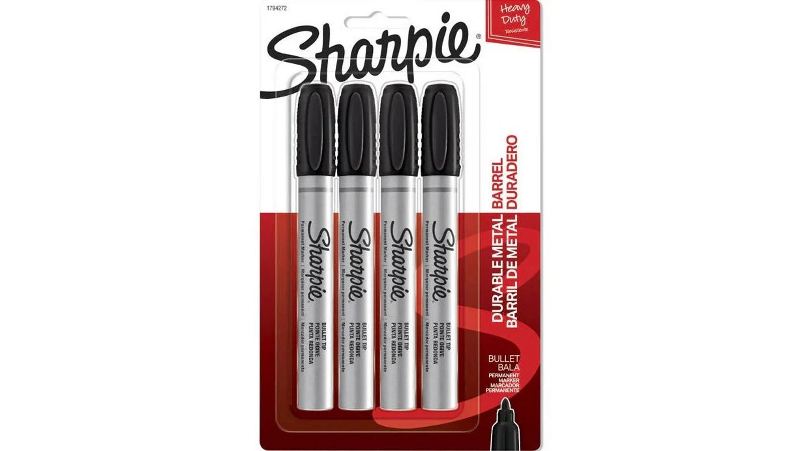 Sharpie 0.4cm Pack of 4 Pro Metal Permanent Marker Bullet Point - Black