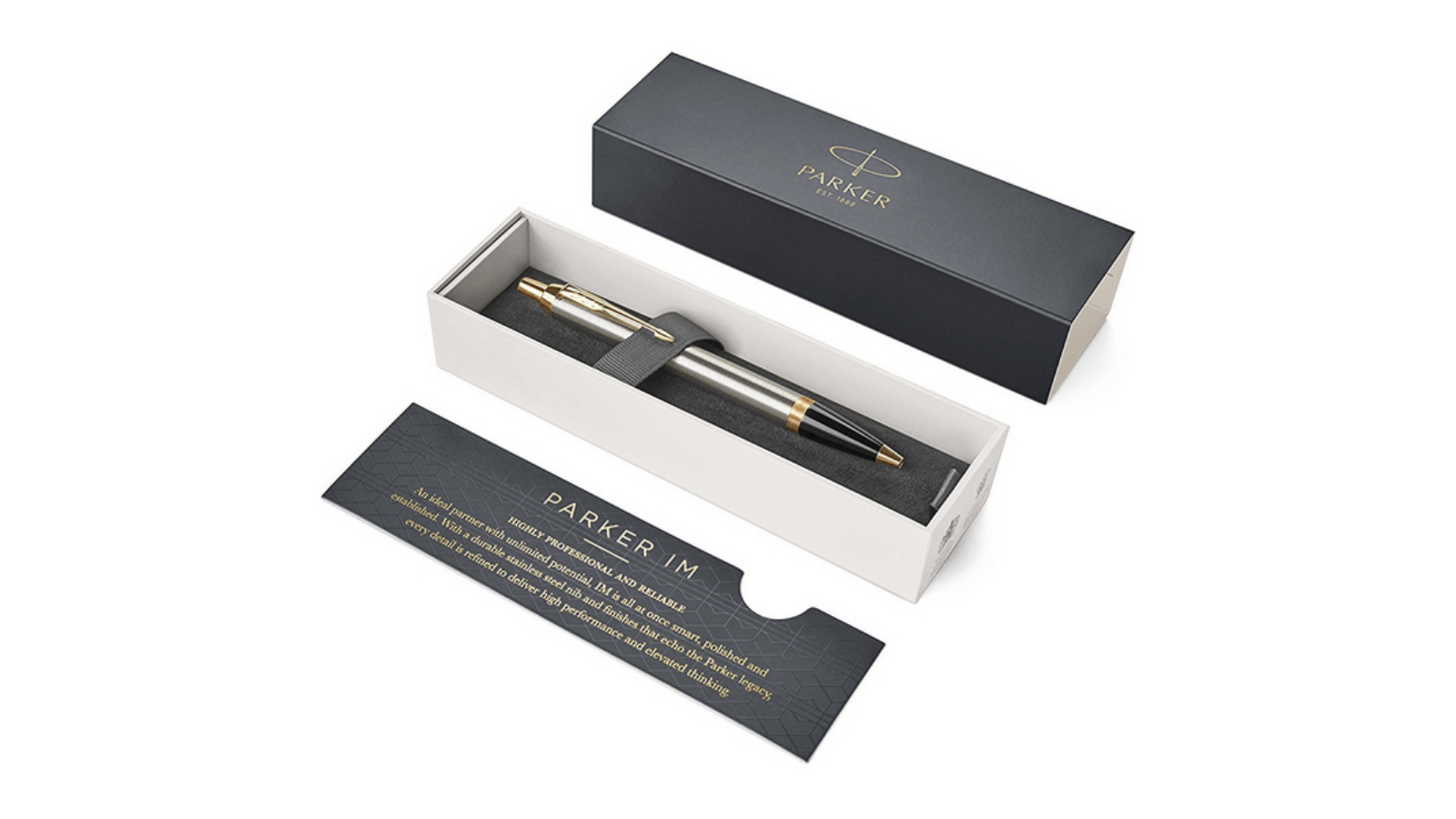 Parker IM Brushed Metal Medium Nib Ballpoint Pen Gift Set - Blue