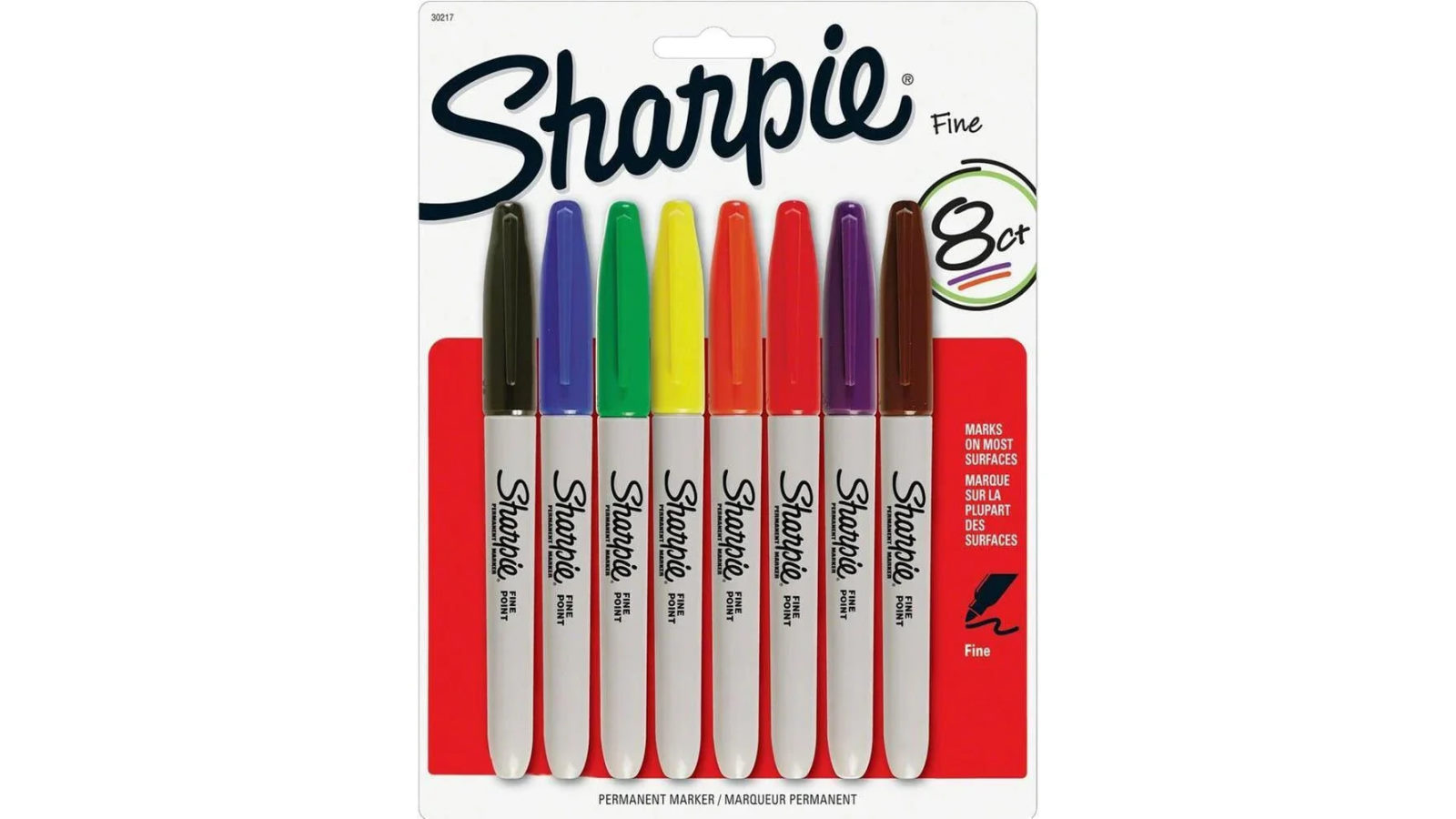 Sharpie 0.1cm Pack of 8 Assorted Colours Permanent Marker Bullet Point Fine
