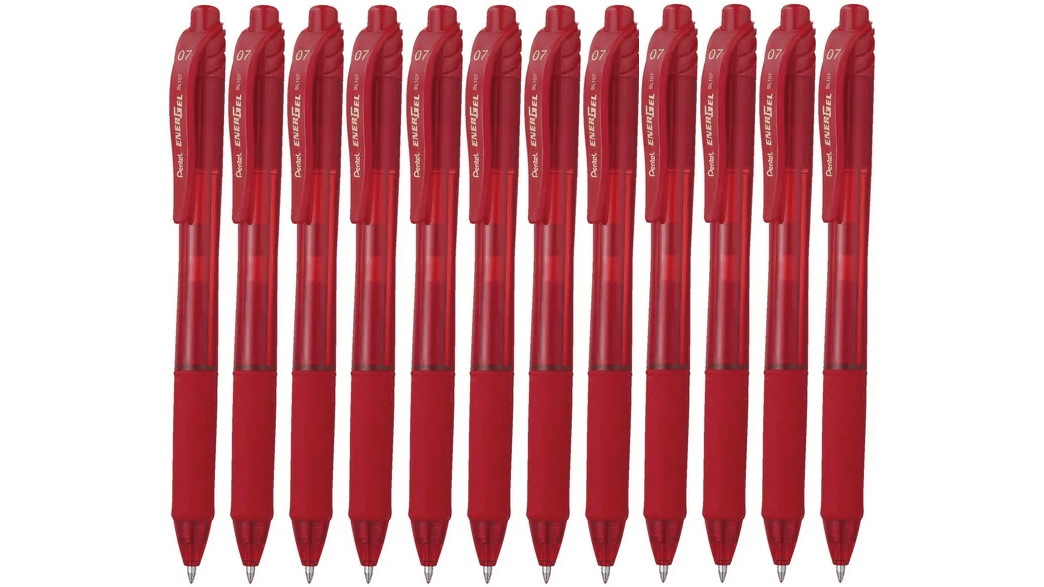 Pentel BL107 Box of 12 Energel-X 0.7mm Retractable Gel Ink Pen - Red ...