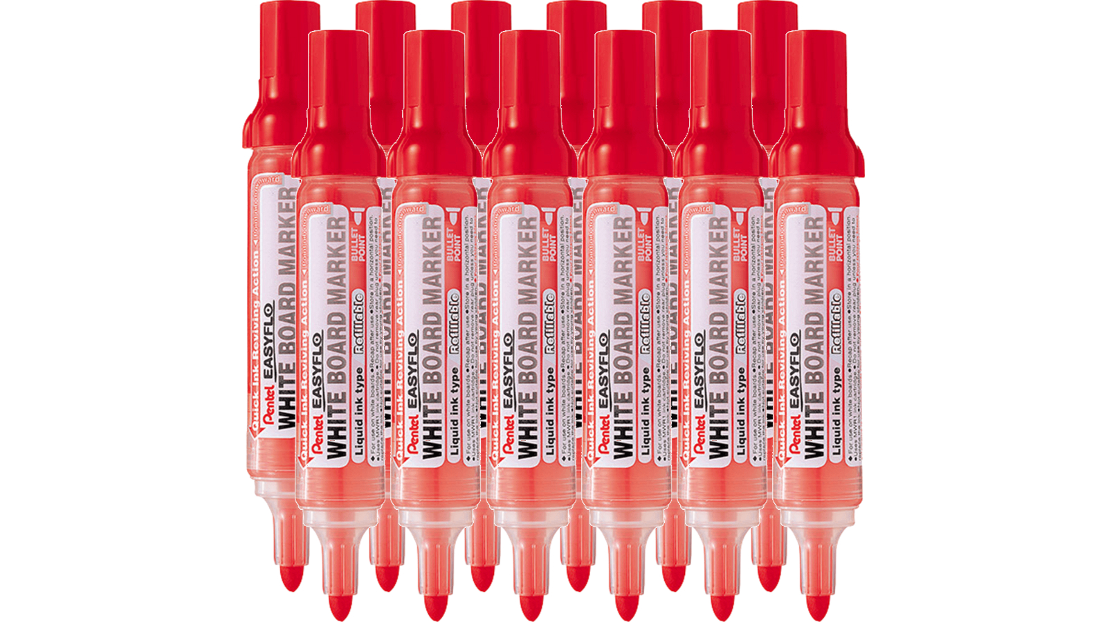 Pentel Easyflo Whiteboard-Marker Set – Mit 2 Stiften (schwarz/rot) & Radierer, Nachfüllbar & Trocken Abwischbar