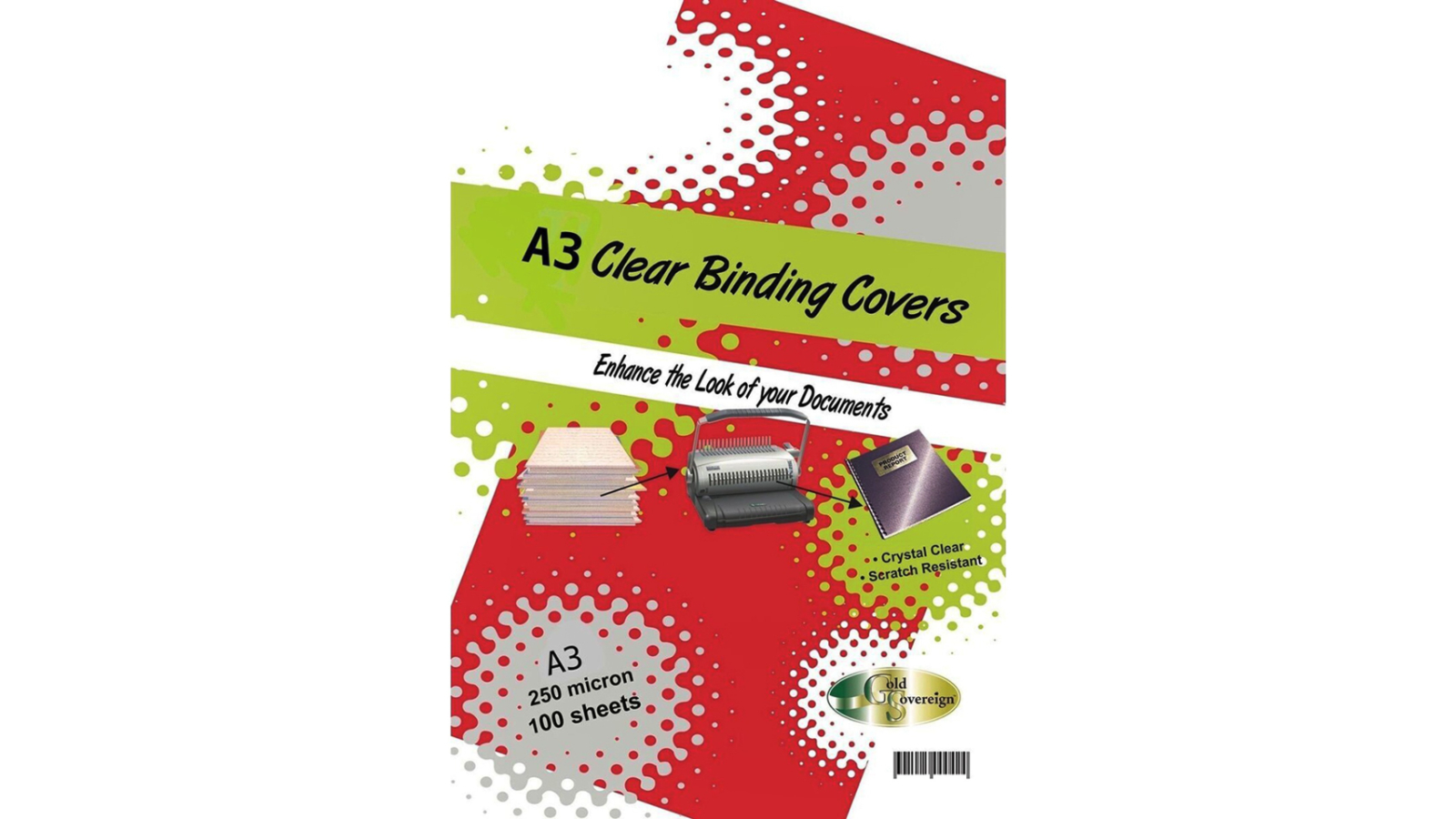 Gold Sovereign Pack of 100 250 Micron A3 Binding Cover - Transparent