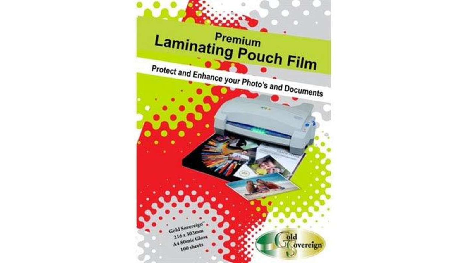 Gold Sovereigh Pack of 100 80 Micron A4 Clear Laminating Pouch