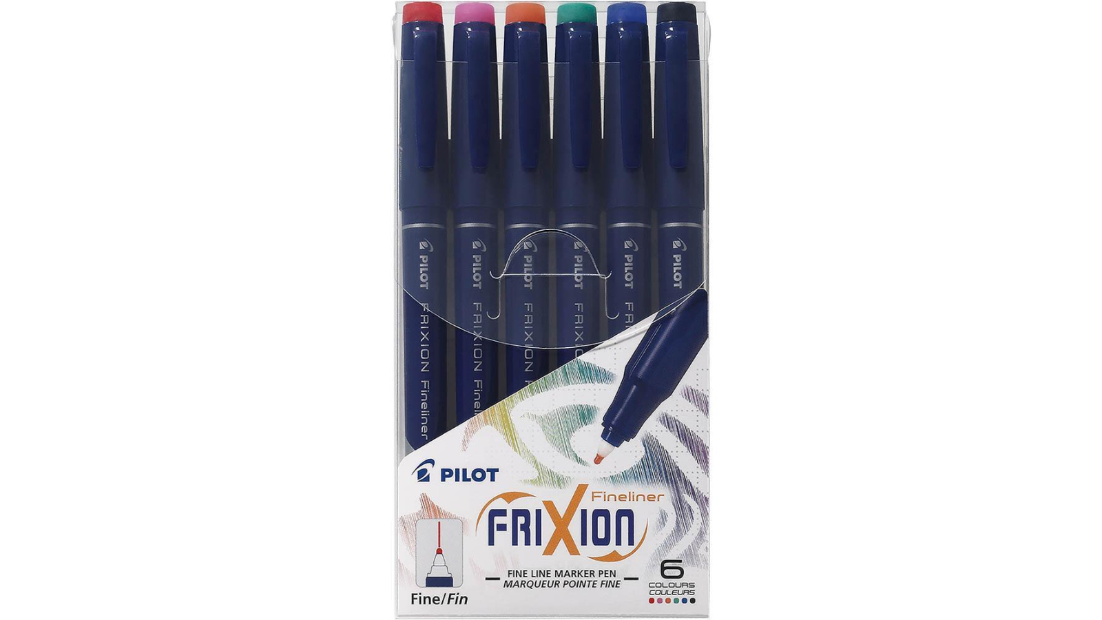 Pilot Pack of 6 Assorted Frixion Erasable Fineliner Pen