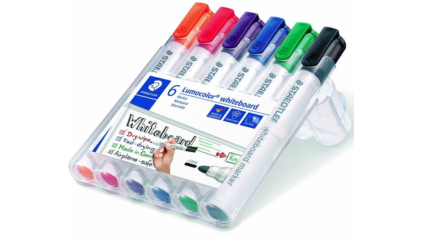 Staedtler 351 Lumocolor Assorted Chisel Whiteboard Markers - Wallet of 6