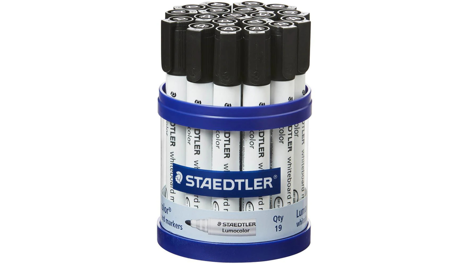 Staedtler 351 Lumocolor Black Bullet Whiteboard Markers - Cup of 19