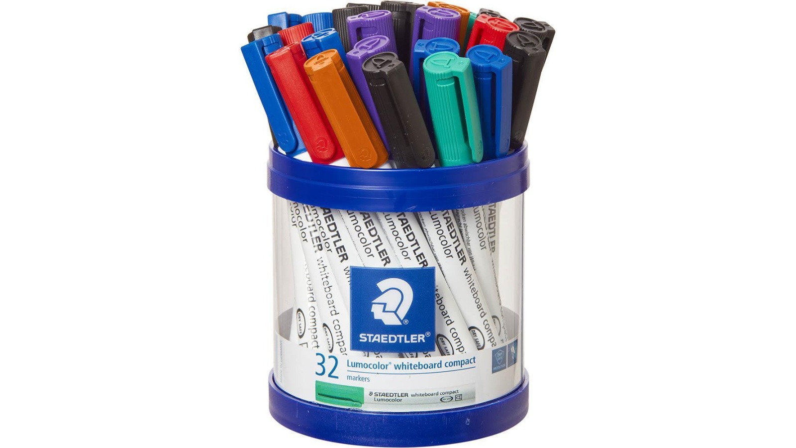 Staedtler 341 Lumocolor Whiteboard Compact Assorted Bullet Markers - Tub of 32