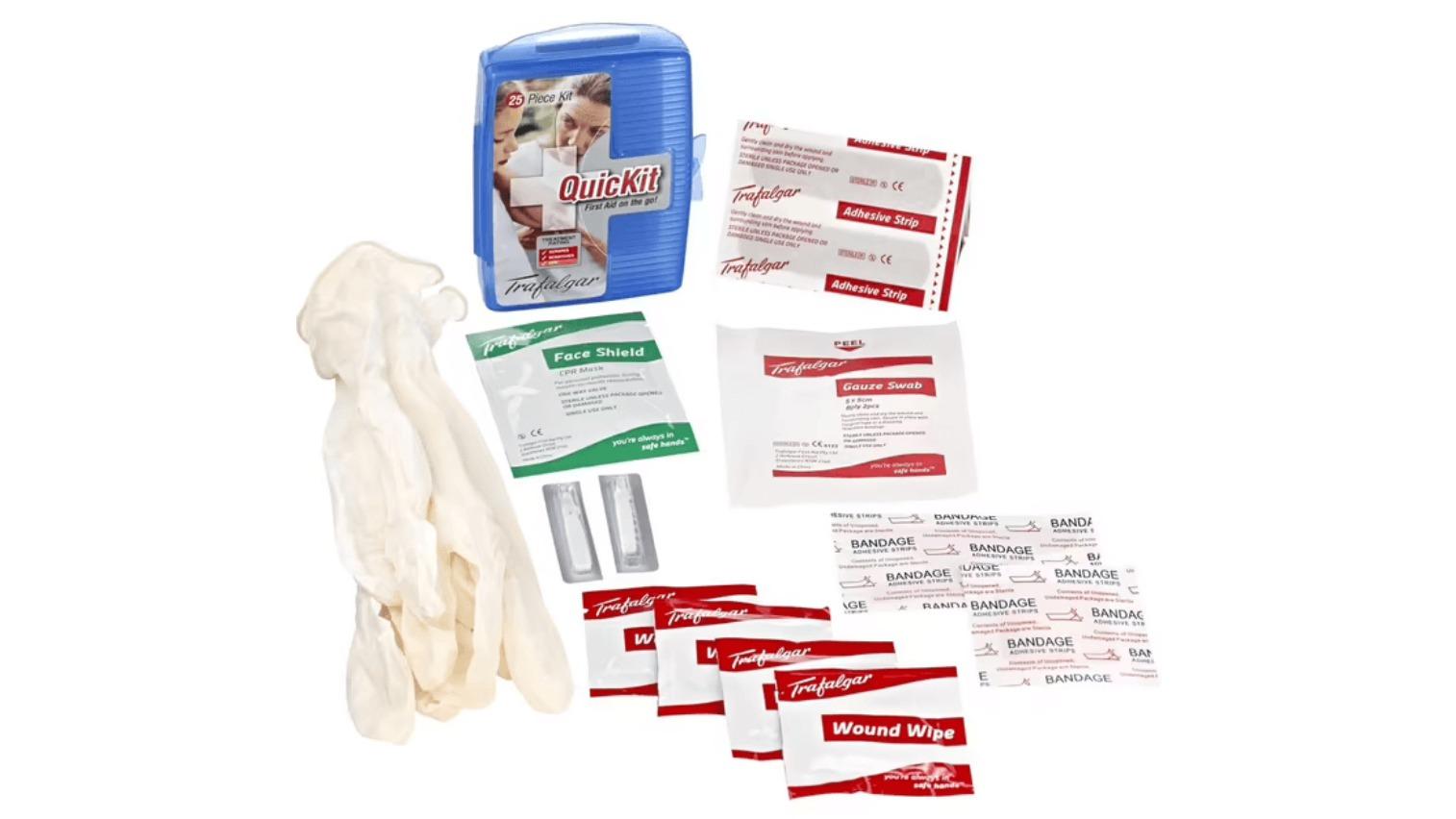 Trafalgar 25 Piece Portable Compact Travel Quickit First Aid Kit 