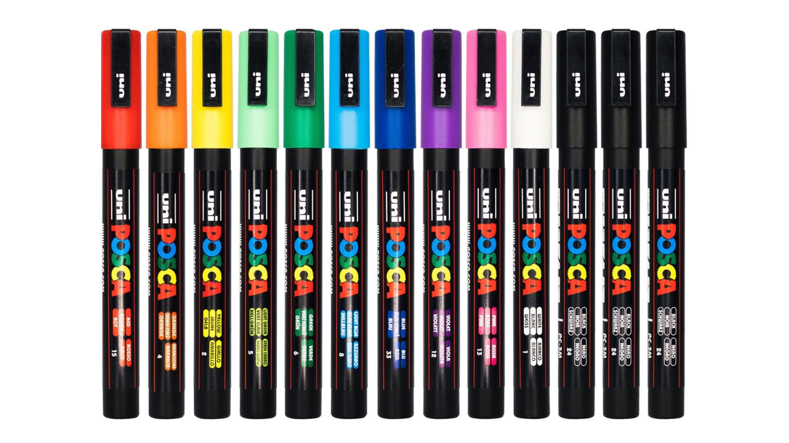 Uni 0.13cm Pack of 12 PC-3M Posca Poster Marker Fine Bullet Tip
