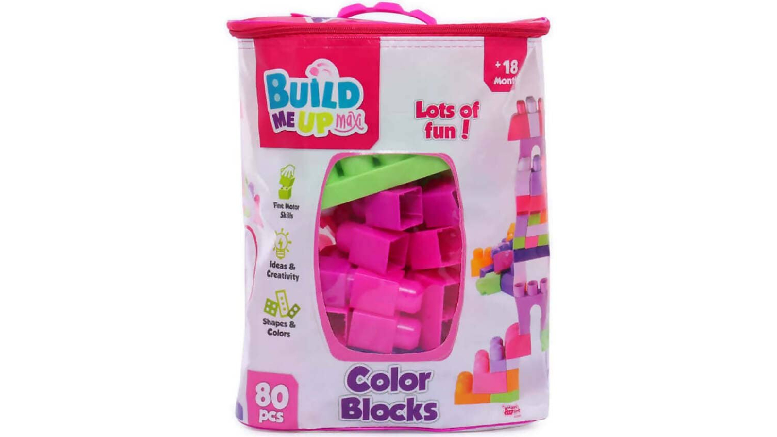 Build Me Up 80 Piece Maxi Block Construction Set - Pink