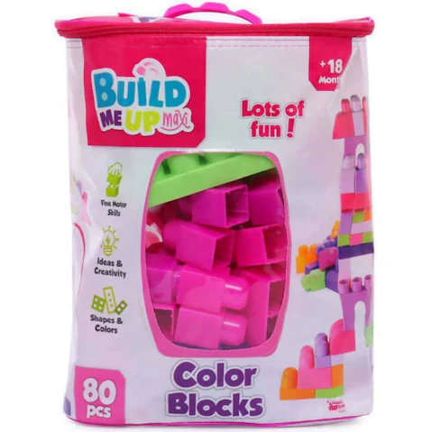 Build Me Up 80 Piece Maxi Block Construction Set - Pink