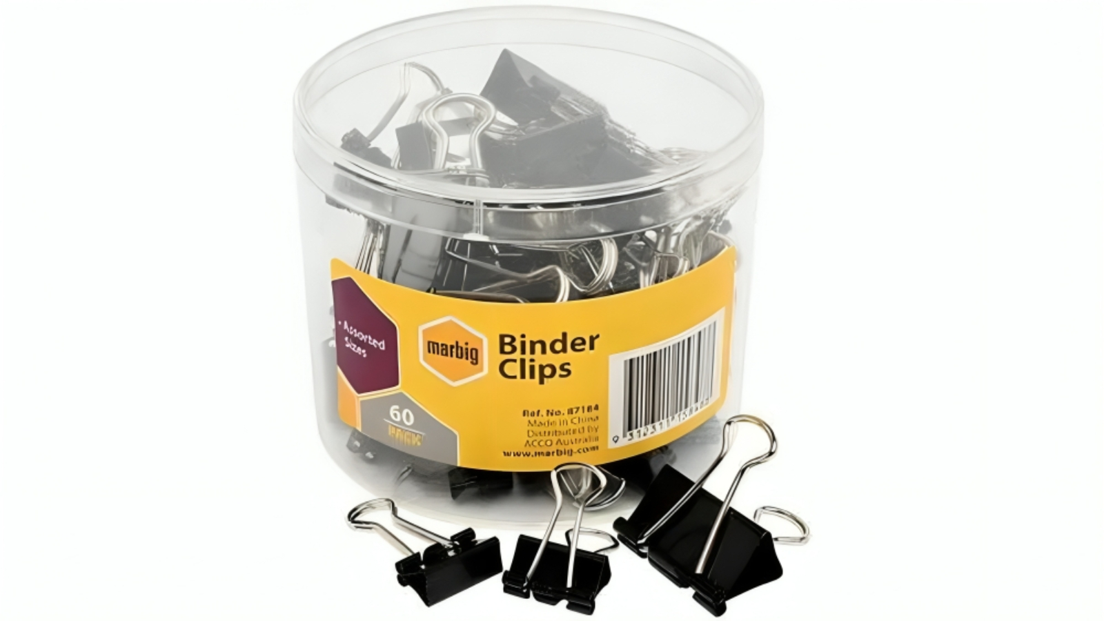 Marbig Set of 60 Assorted Sizes Foldback Binder Clip