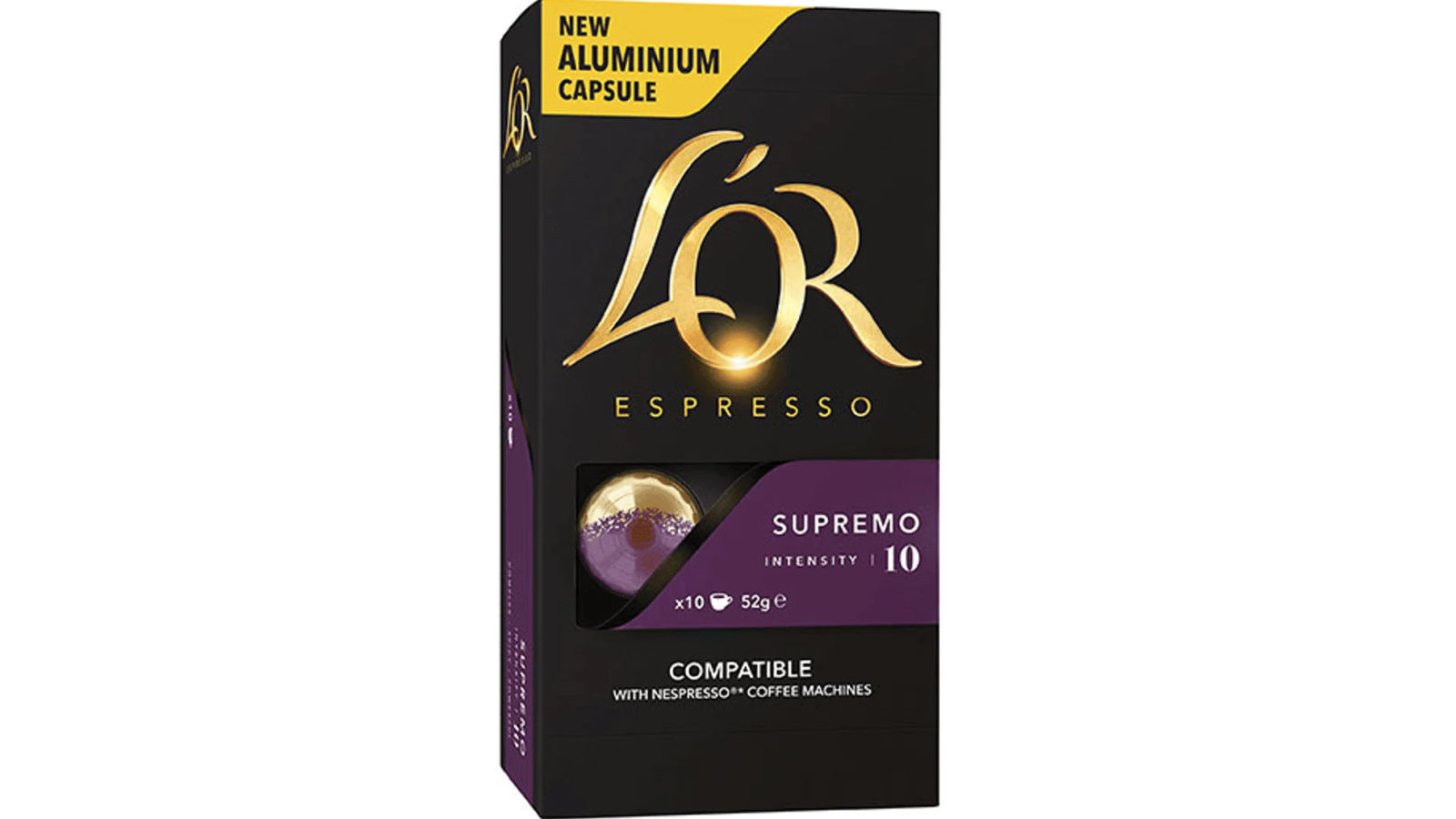L'Or Espresso Coffee Pods Supremo 10 Intensity Nespresso Machines Compatible - Box of 100