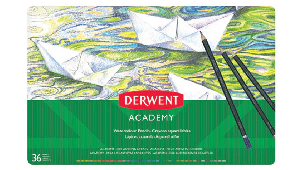 Derwent Academy 36 Watercolour Pencils Tin Set
