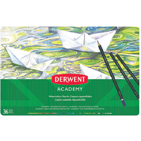 Derwent Academy 36 Watercolour Pencils Tin Set