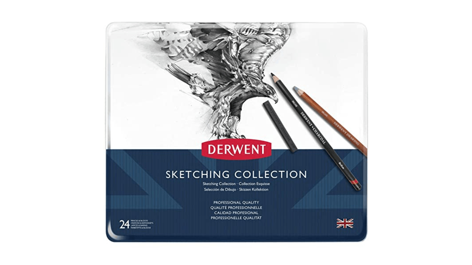 Derwent 2300218 Sketching Wallet With Mixed Media Sketching Pencils Accessories And A5 Landscape Sketchpad