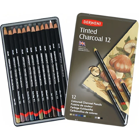 Derwent Set of 12 Tinted Charcoal Pencil