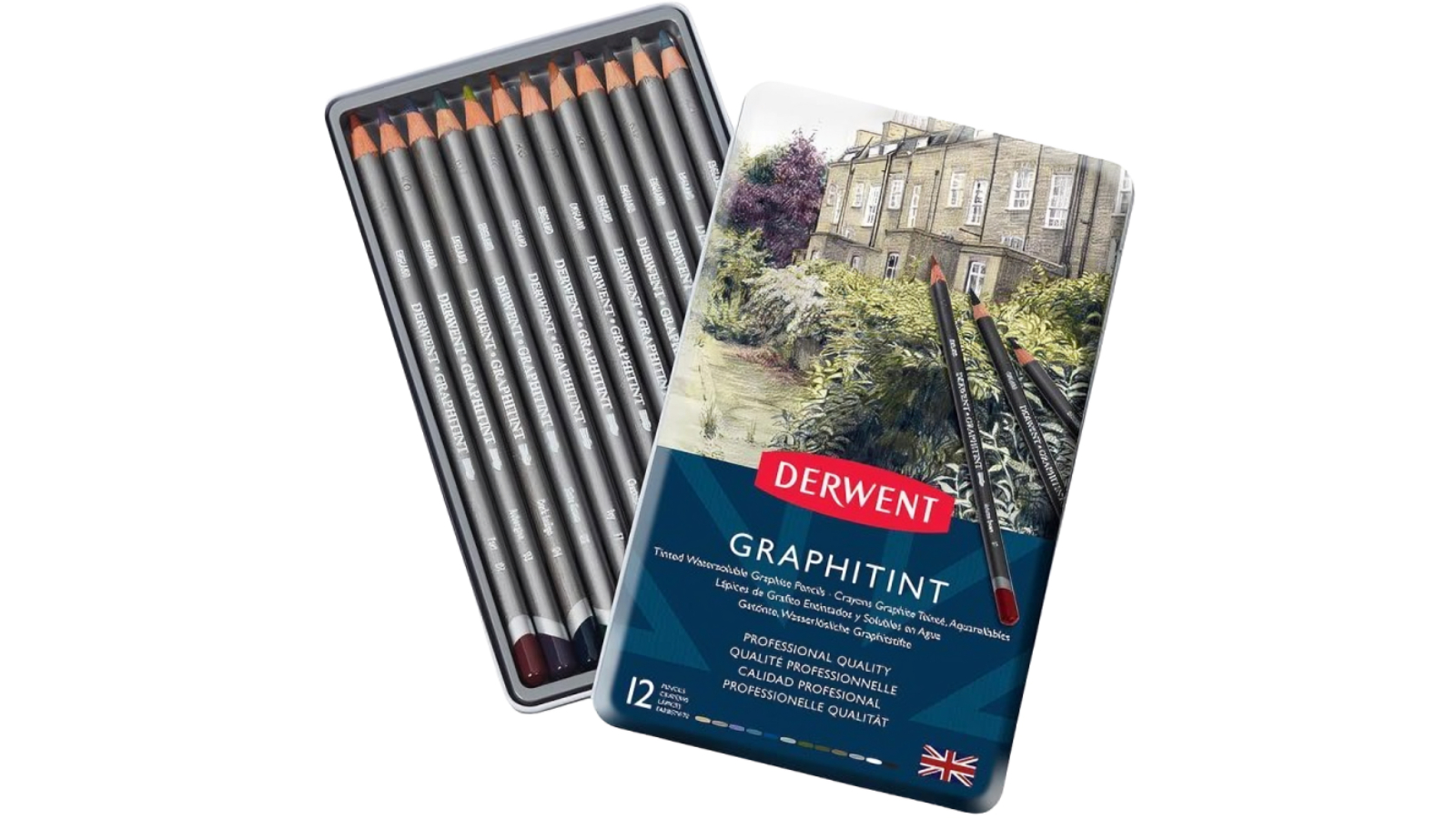 Derwent 12 Coloured Graphitint Pencil Tin Set