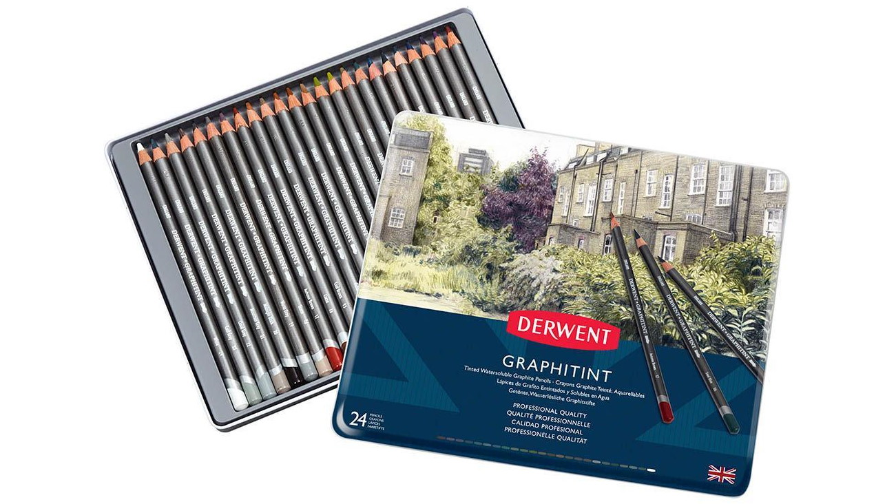 Derwent Graphitint Artists Professional 12 Coloured Pencils Tin Set