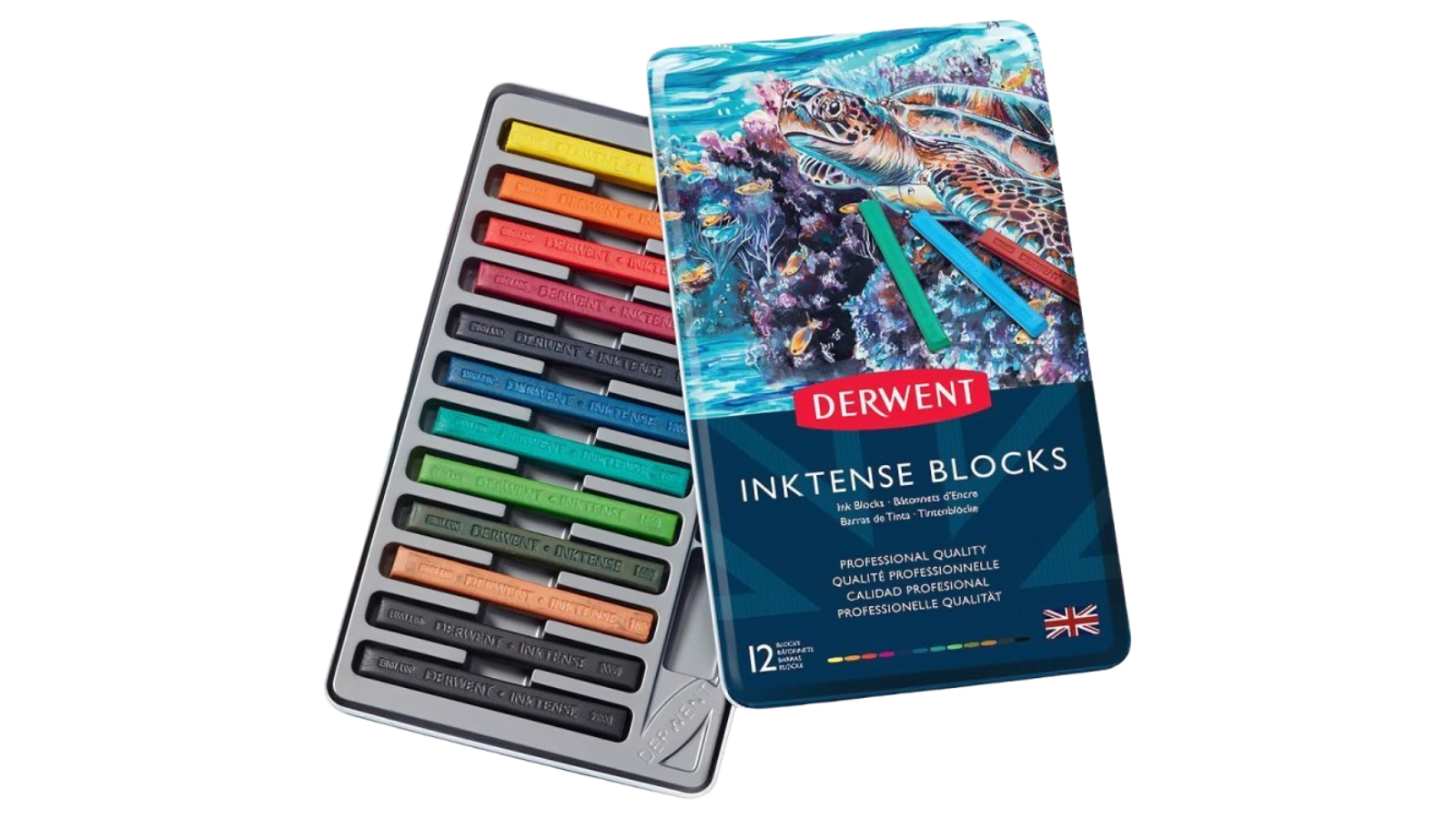 Derwent Set of 12 Assorted Inktense Blocks Watercolor
