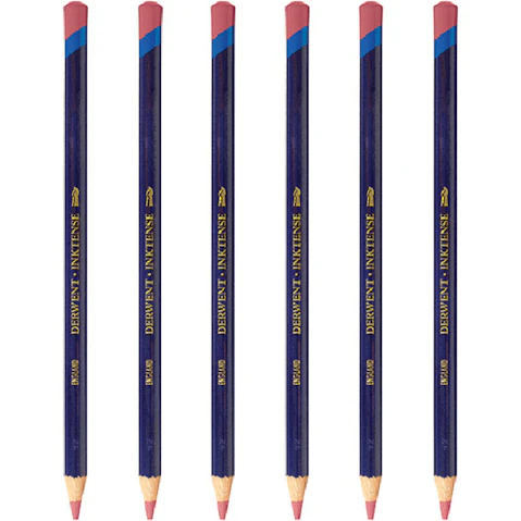 Derwent 0520 Pack of 6 Inktense Pencil - Carmine Pink