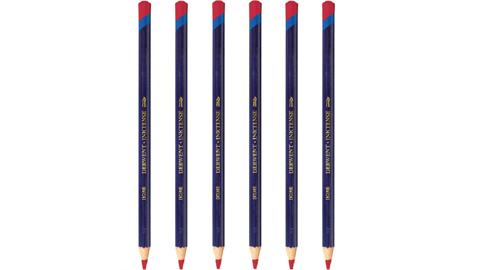 Derwent 0410 Pack of 6 Inktense Pencil - Hot Red