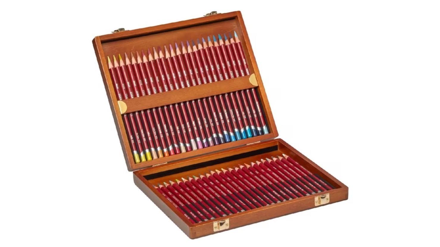 Derwent Artists Wooden Box Set of 48 Pastel Coloured Pencil