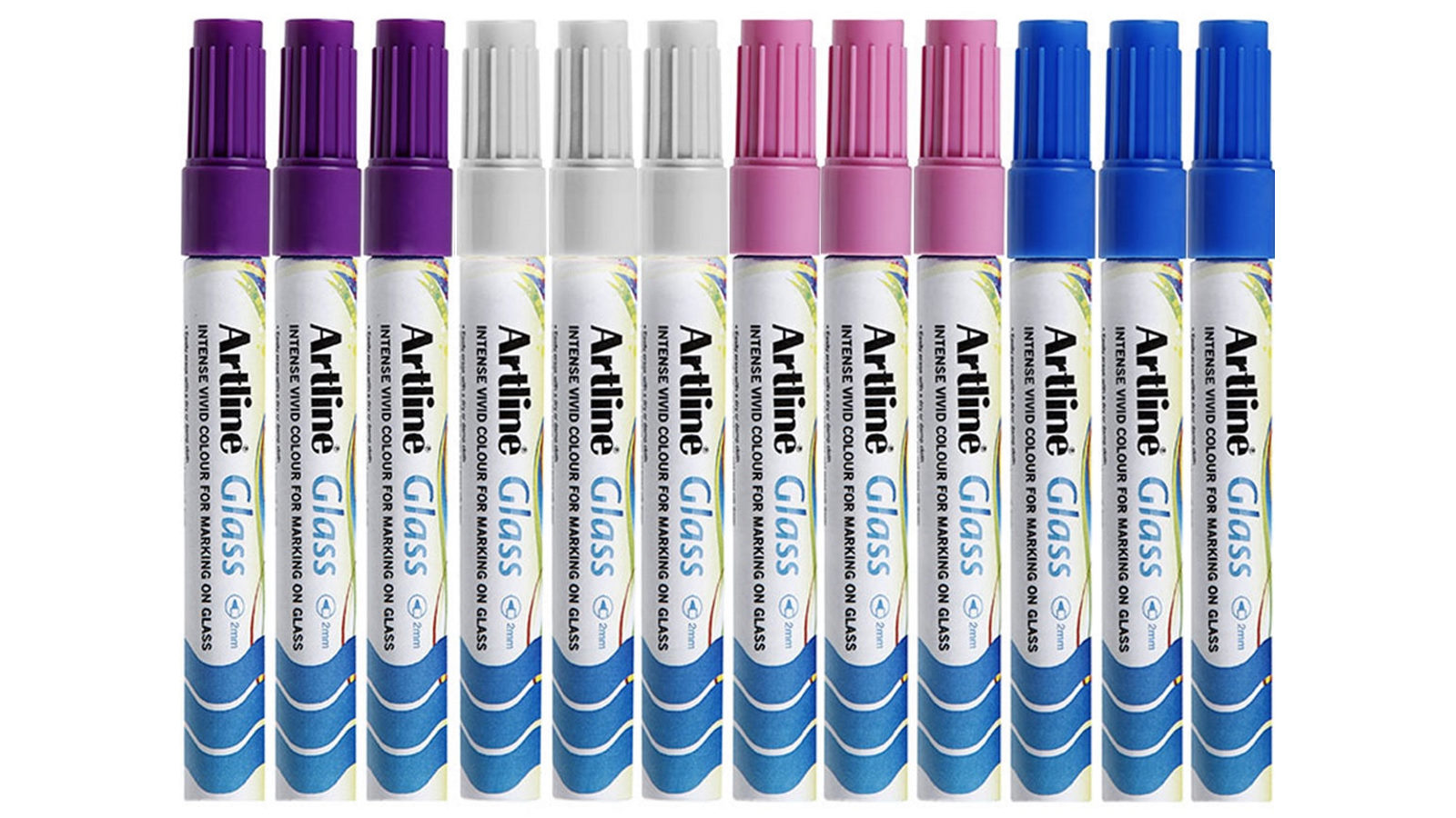 Artline Box of 12 Assorted Colours 0.2cm Glass Marker