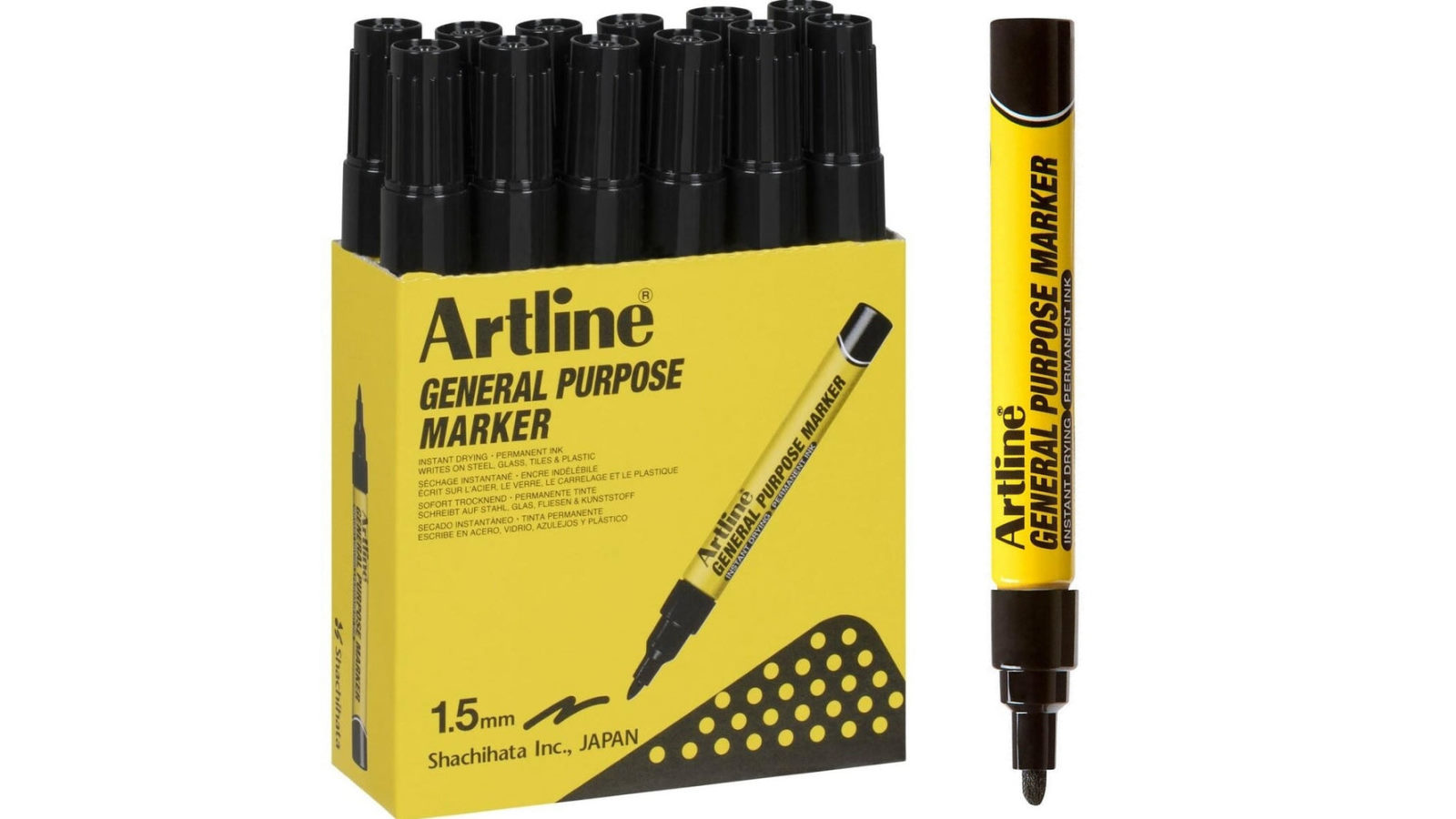 Artline Box of 12 Black General Purpose Permanent Marker
