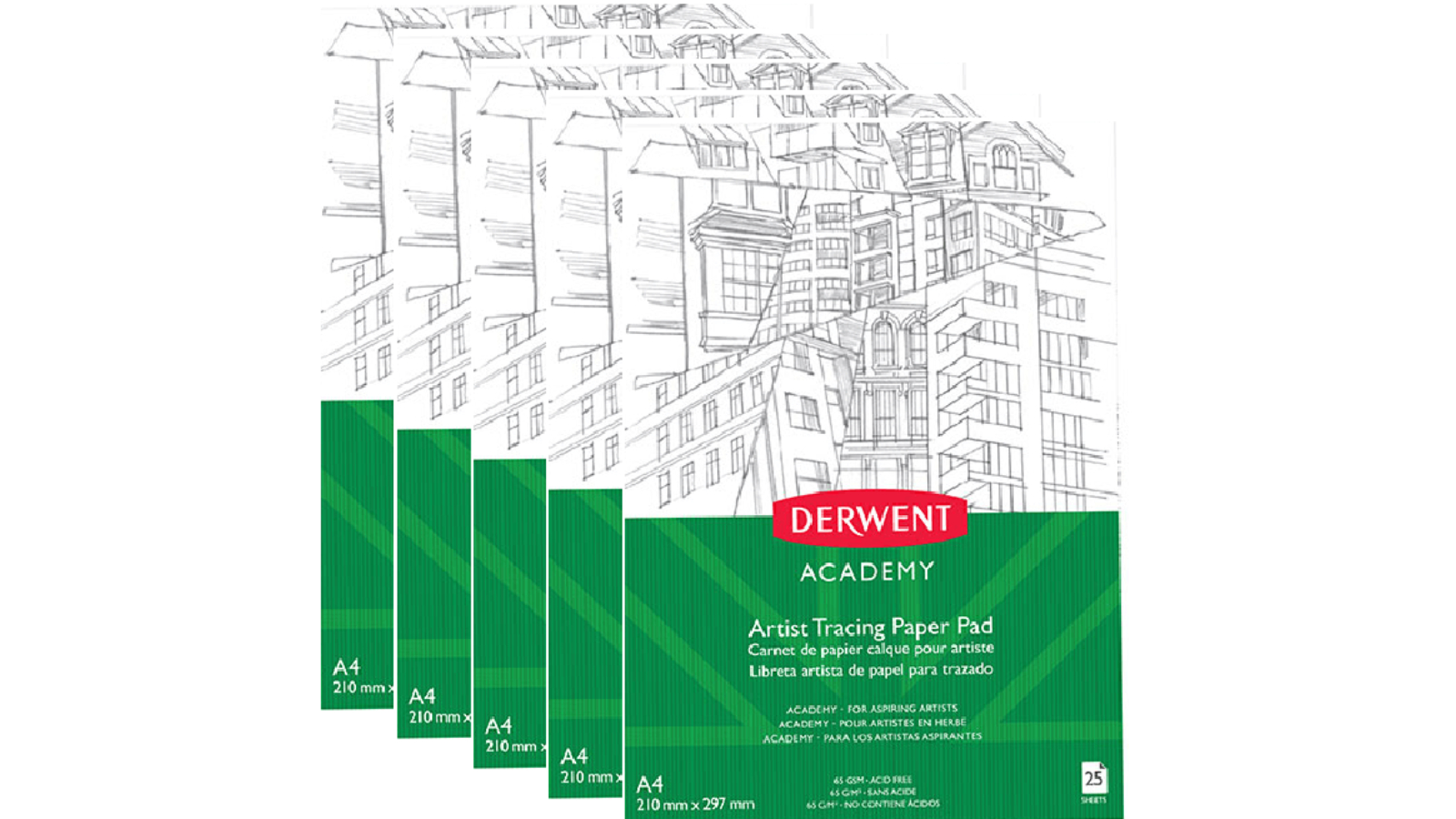 Derwent Academy Pack of 5 Artist Portrait 25 Sheets A4  Tracing Paper