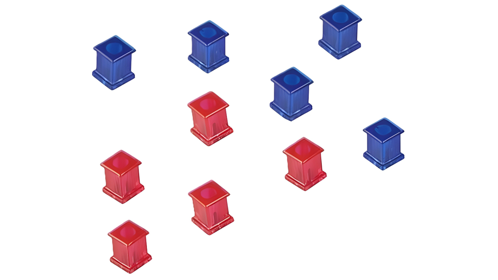 Quartet Pack of 10 Red/Blue Extra Strong Magnetic Square