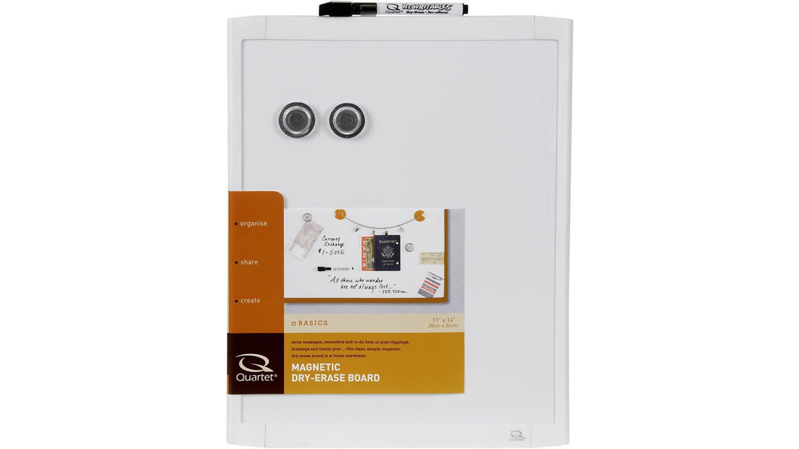 Quartet 28 x 36cm White Frame Basics Whiteboard