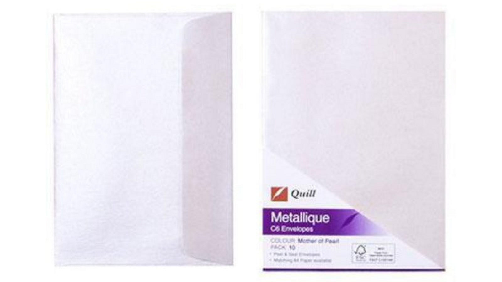 Quill Mother Of Pearl Pack of 10 C6 Metallique Envelopes