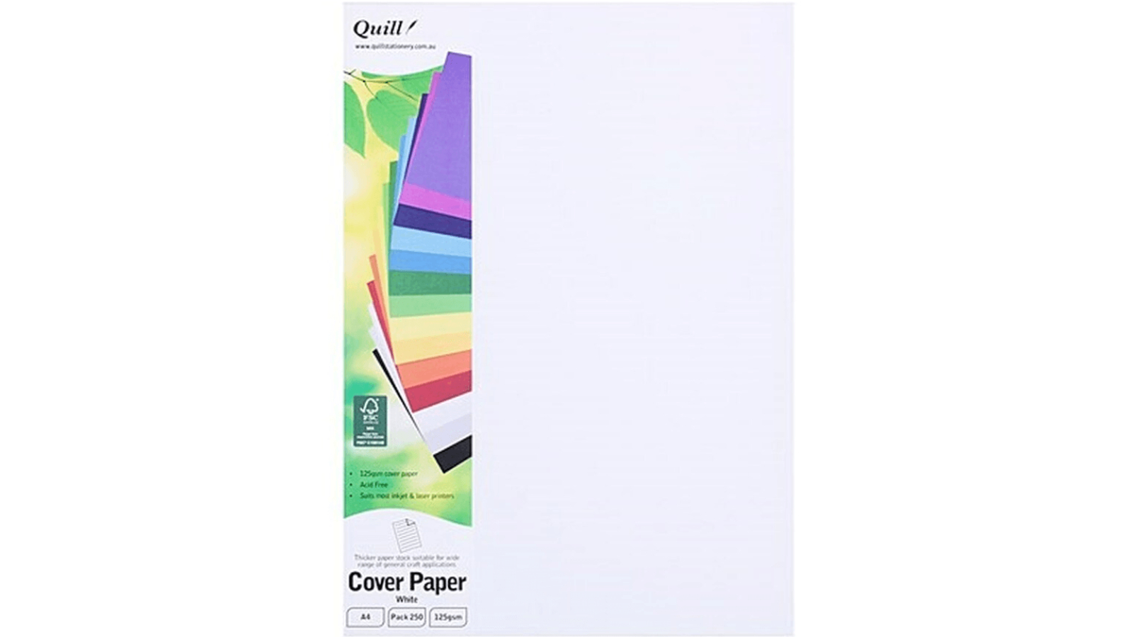 Quill Pack of 250 125gsm A4 Cover Paper - White