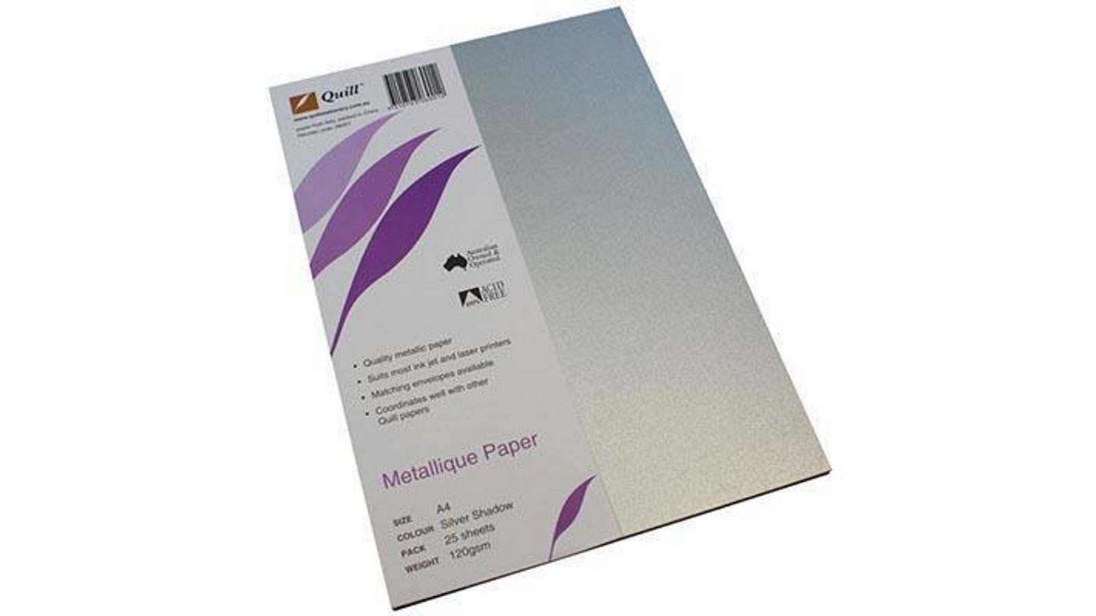 Quill 120gsm A4 Silver Shadow Pack of 25 Metallique Paper
