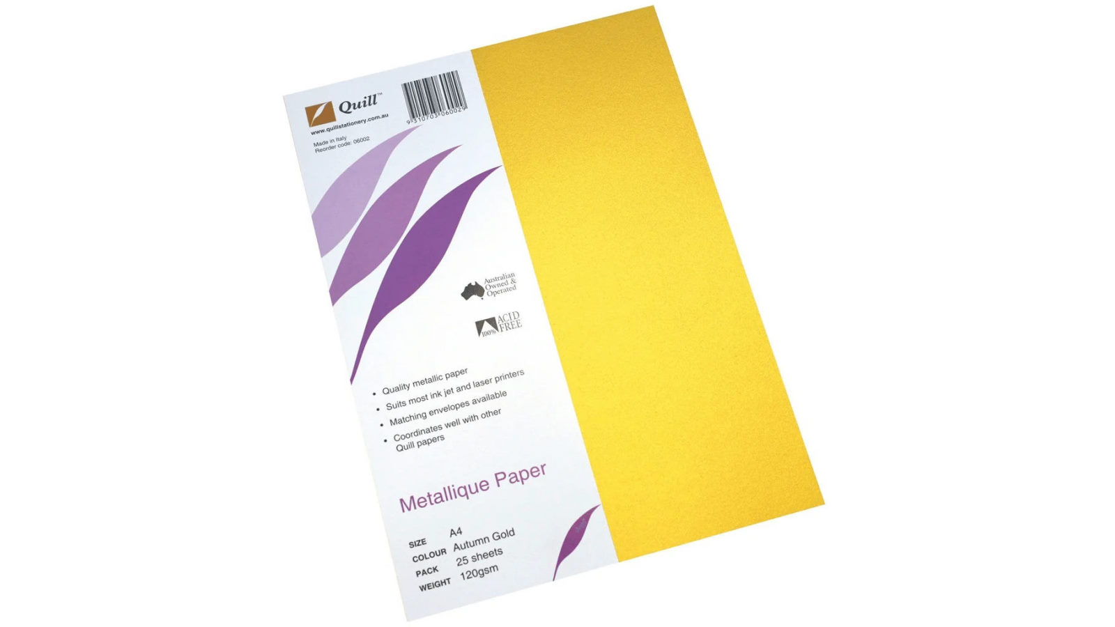 Quill 120gsm A4 Autumn Gold Pack of 25 Metallique Paper