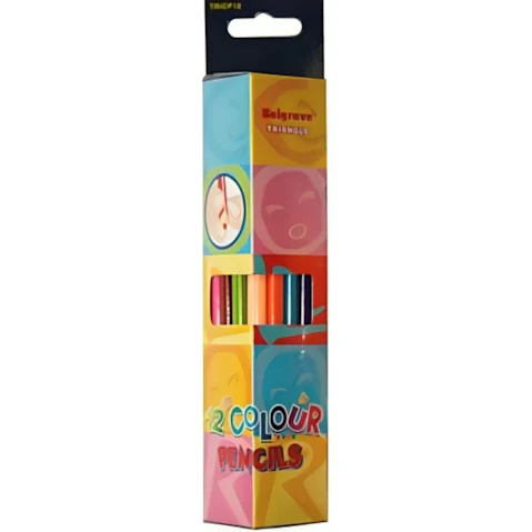 Belgrave Assorted Triangular Coloured Pencil - Pack of 12