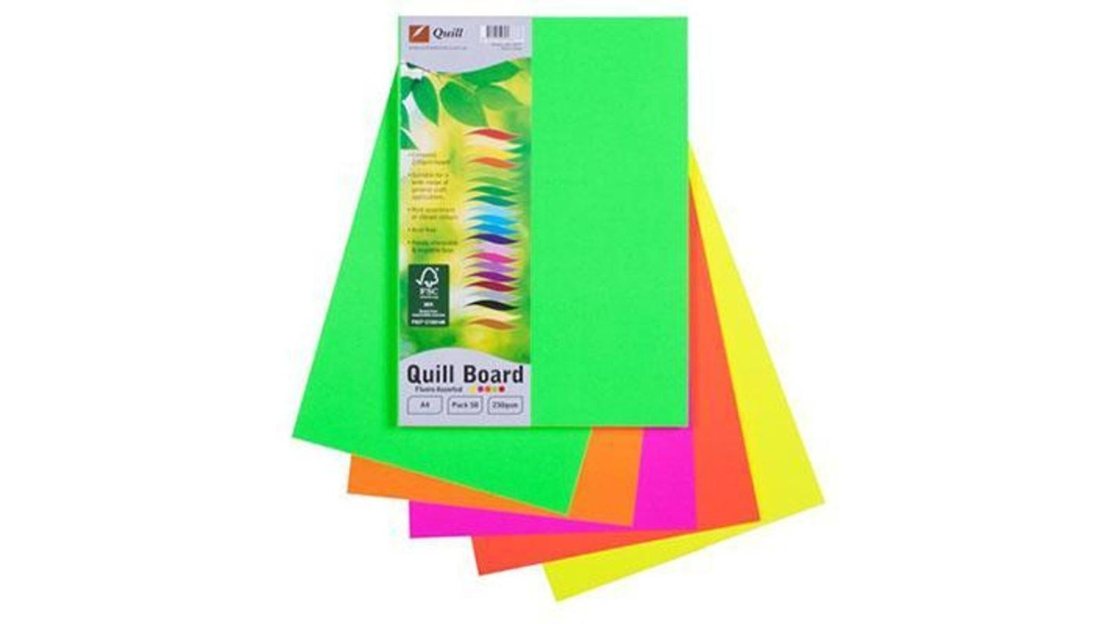 Quill 230gsm A4 Fluorescent Board - Pack of 5