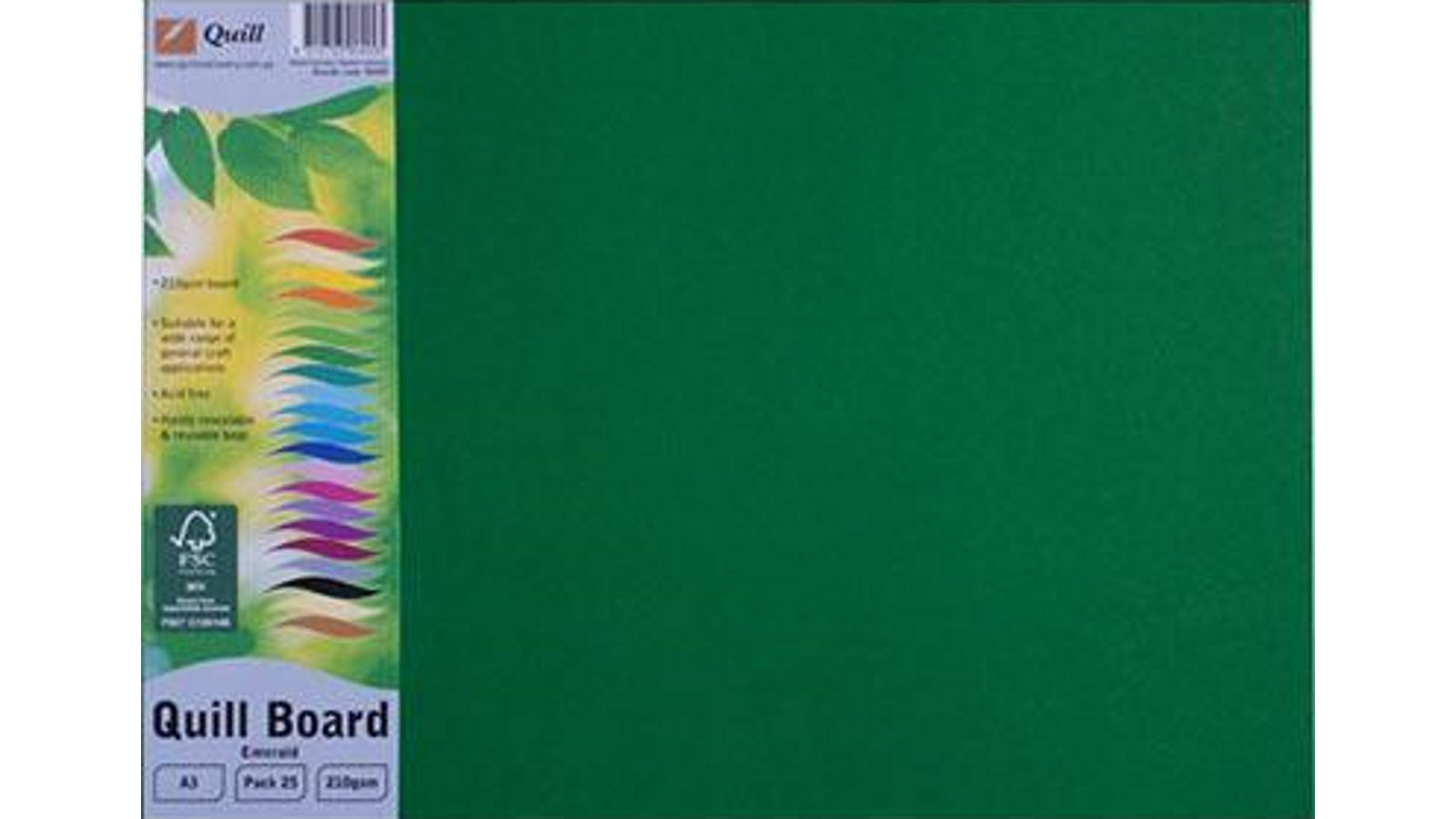 Quill 210gsm A3 Emerald Pack of 25 Board