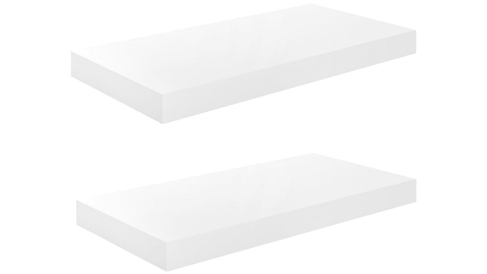 vidaXL 2 Piece High Gloss White 50 x 23 x 3.8cm MDF Floating Wall Shelves