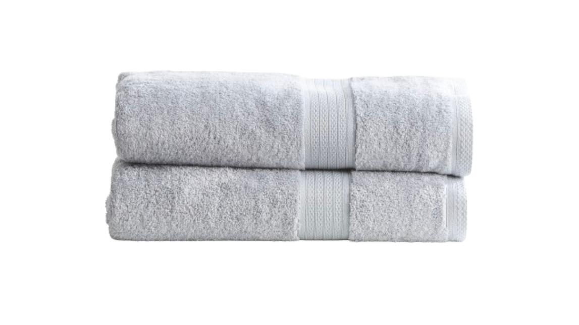 Renee Taylor Pack of 2 Stella 650gsm Super Soft Bamboo Cotton Bath Towel - Silver